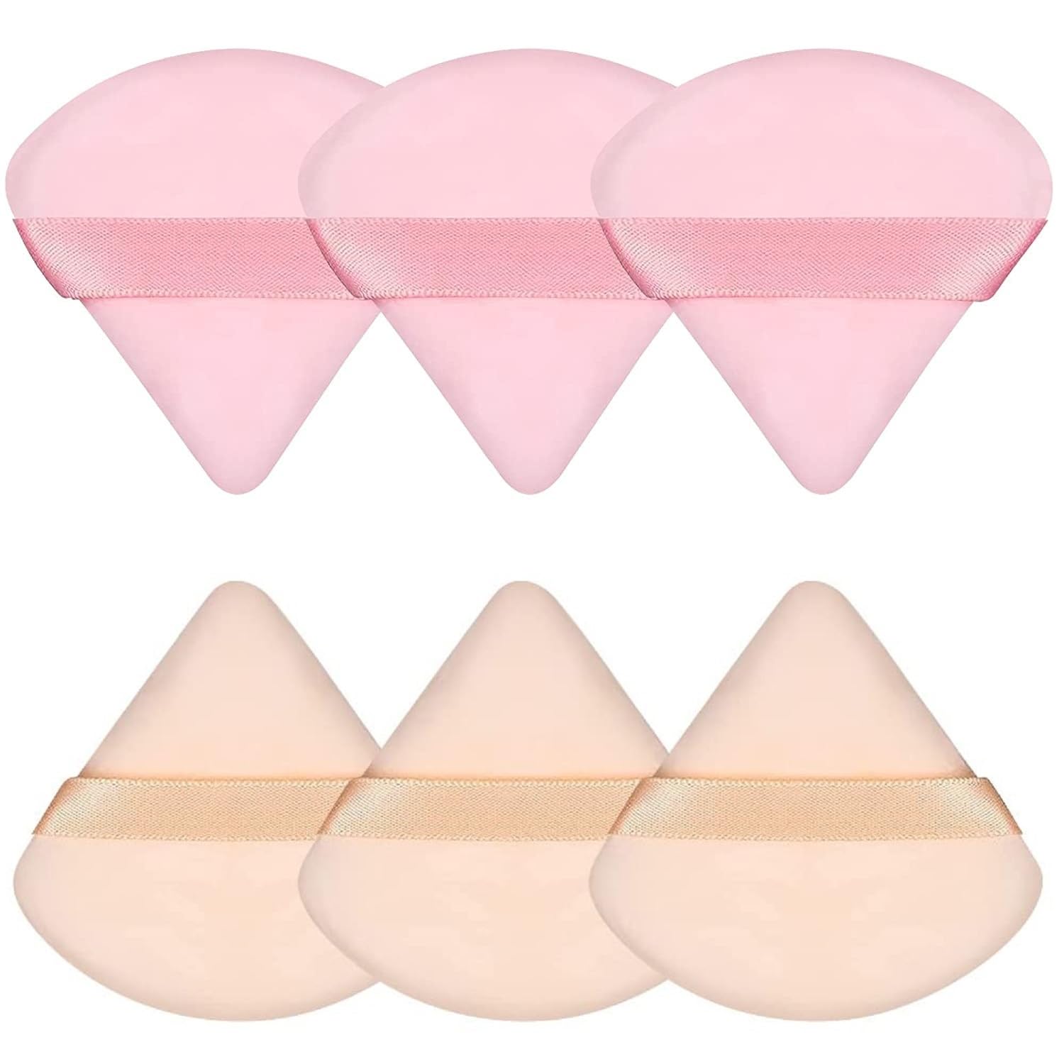 6 Pcs Powder Puff, Face Soft Triangle Makeup Puff Velour Makeup Sponge for Loose Powder (Black)