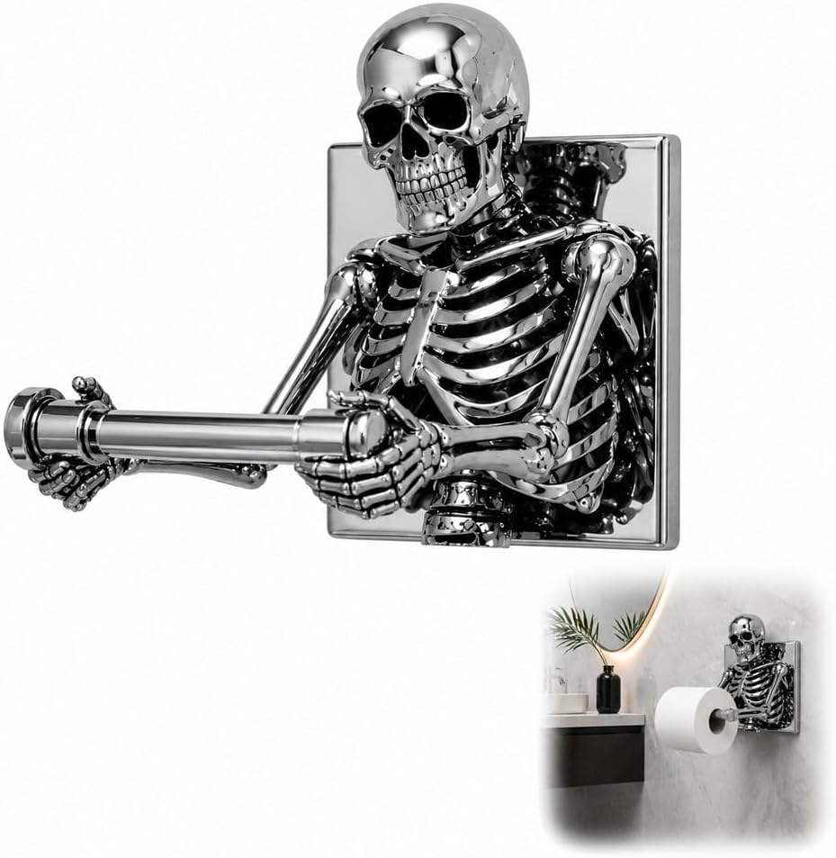 Skeleton Toilet Paper Holder, Funny Tissue Holder Skull Wall Mount(Buy 2, save $3.9)