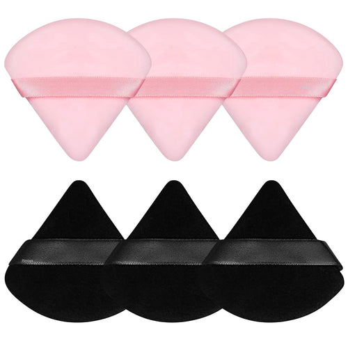 6 Pcs Powder Puff, Face Soft Triangle Makeup Puff Velour Makeup Sponge for Loose Powder (Black)