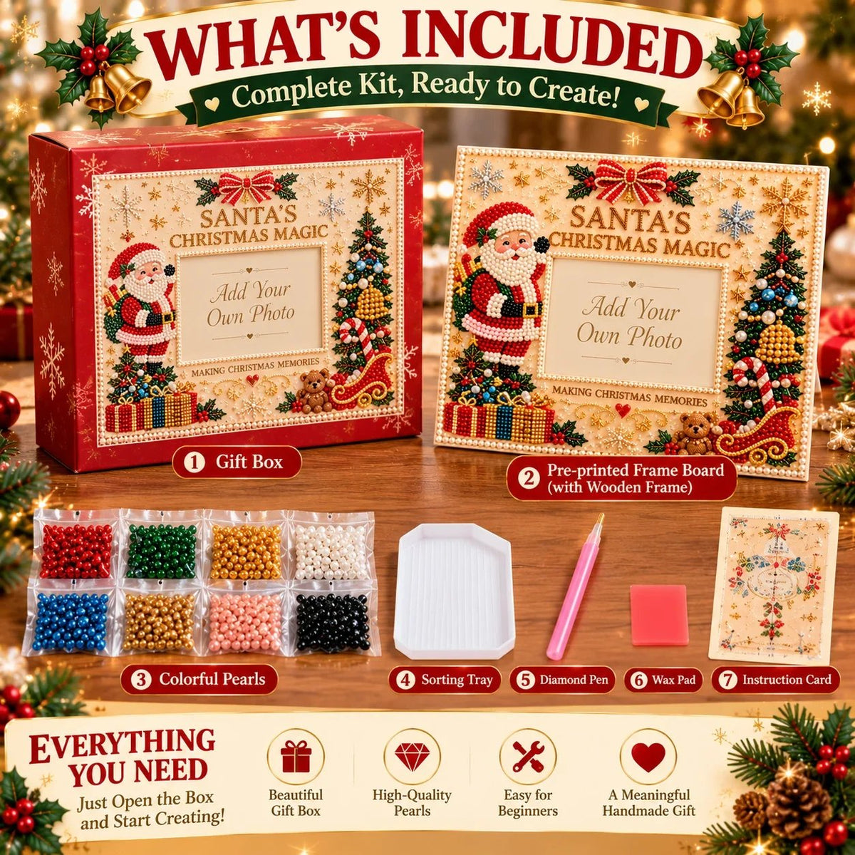 🎄❤️ DIY Christmas Pearl Art Photo Frame – Create Memories Together(📦Buy 2 Free Shipping)