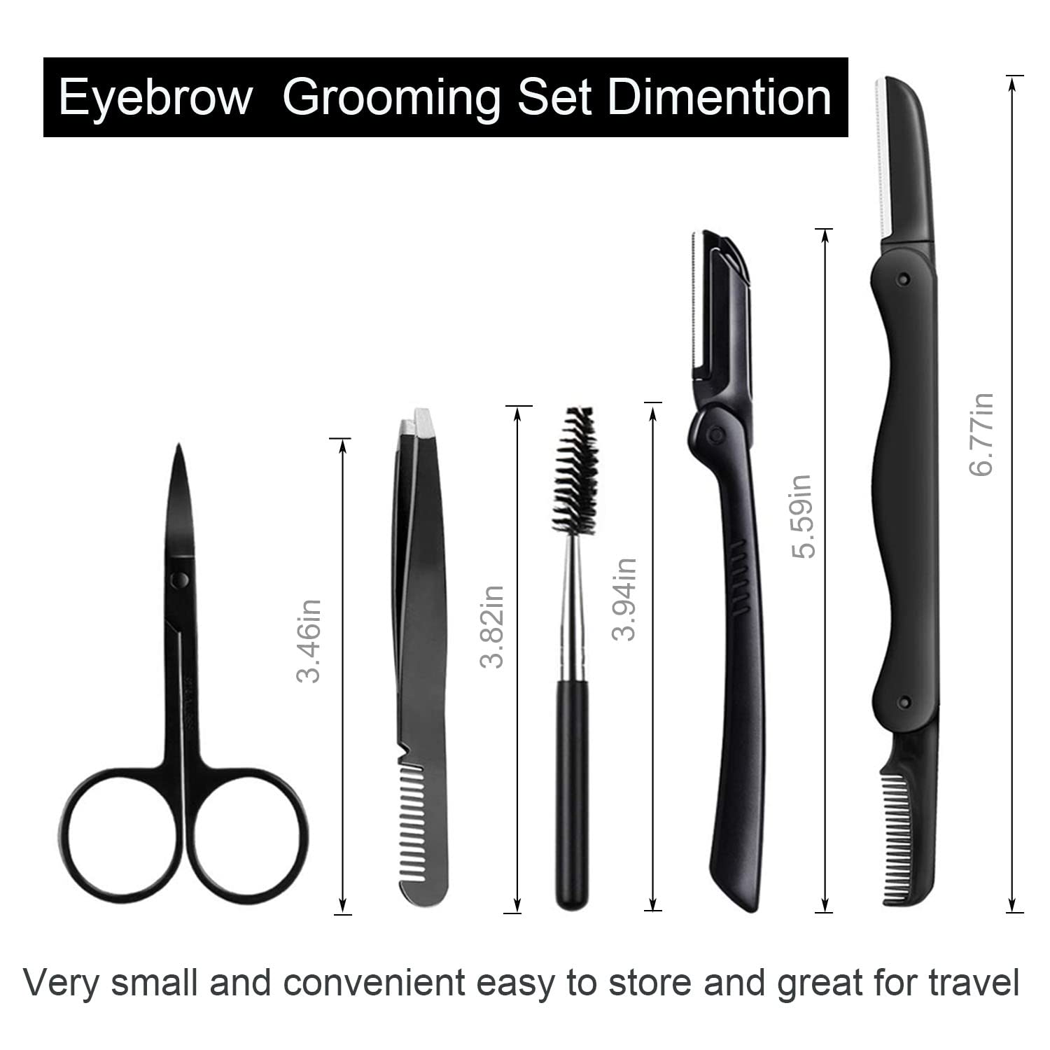 Eyebrow Razor, Eyebrow Kit, 5 in 1 Eyebrow Trimmer, Eyebrow Grooming Set for Women and Men, Including Comb Tweezers, Scissors, Brow Razors, Brush for Eyebrow Eyelash Extensions