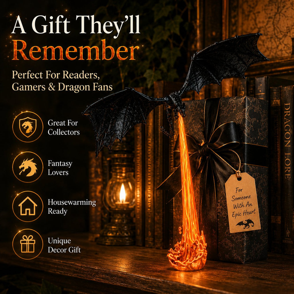 🔥Last Day 49% OFF - 🐉Light-Up Dragon Fire Bookshelf Lamp