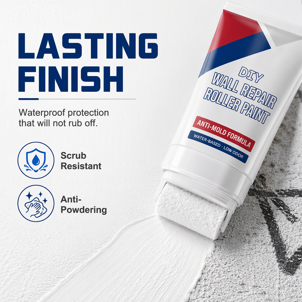 🔥Last Day 50% OFF - Waterproof Wall Repair Paste with Integrated Small Roller Brush