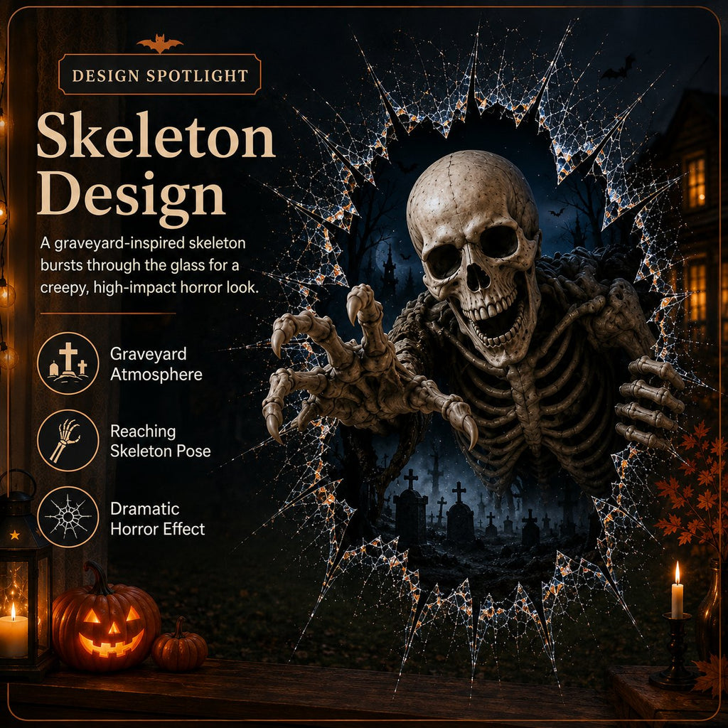 3D Crack Glass Spooky Decorations for a Haunted Halloween Scene