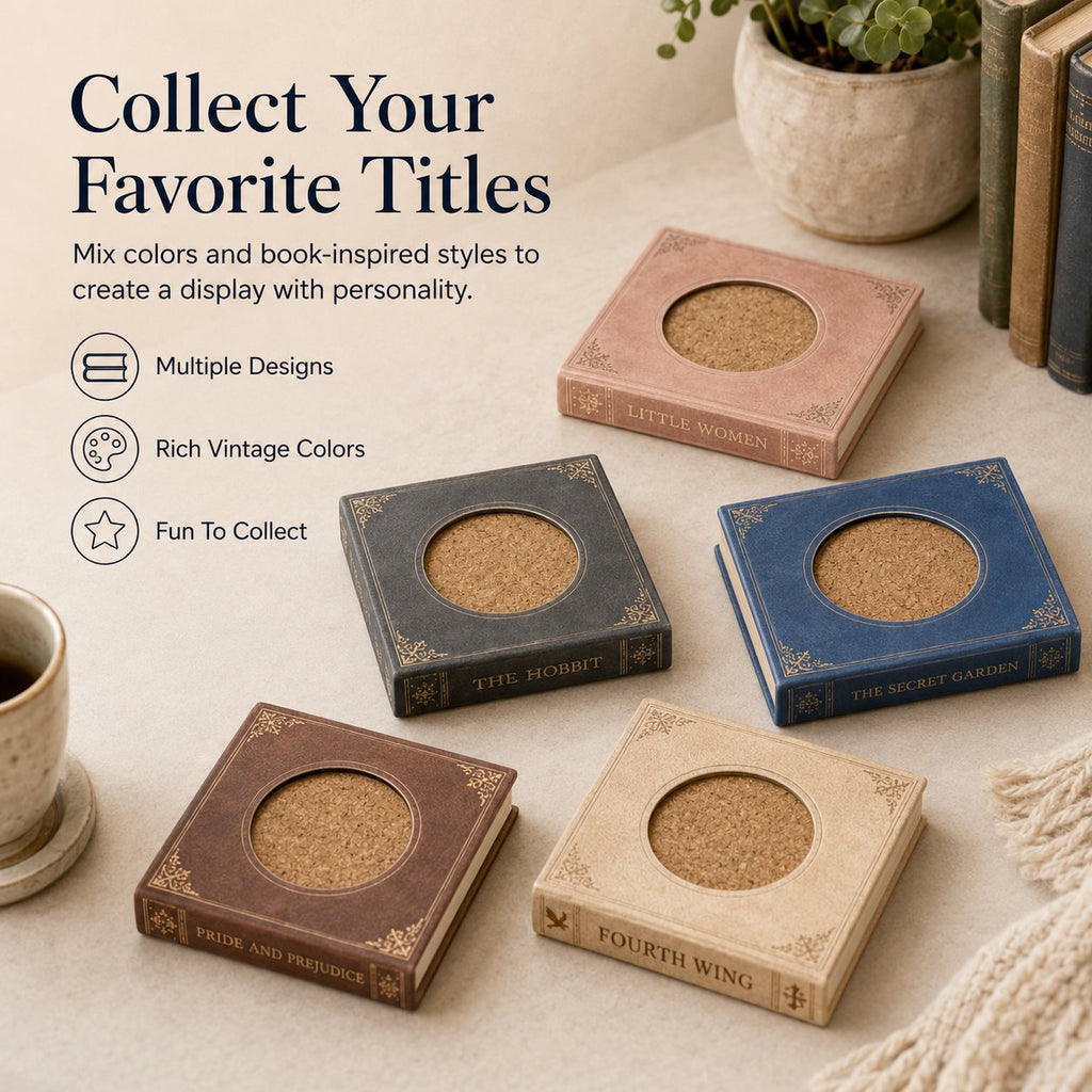 Handmade Mini Book Wooden Coaster Design📚-Buy Two Get Free Shipping📦