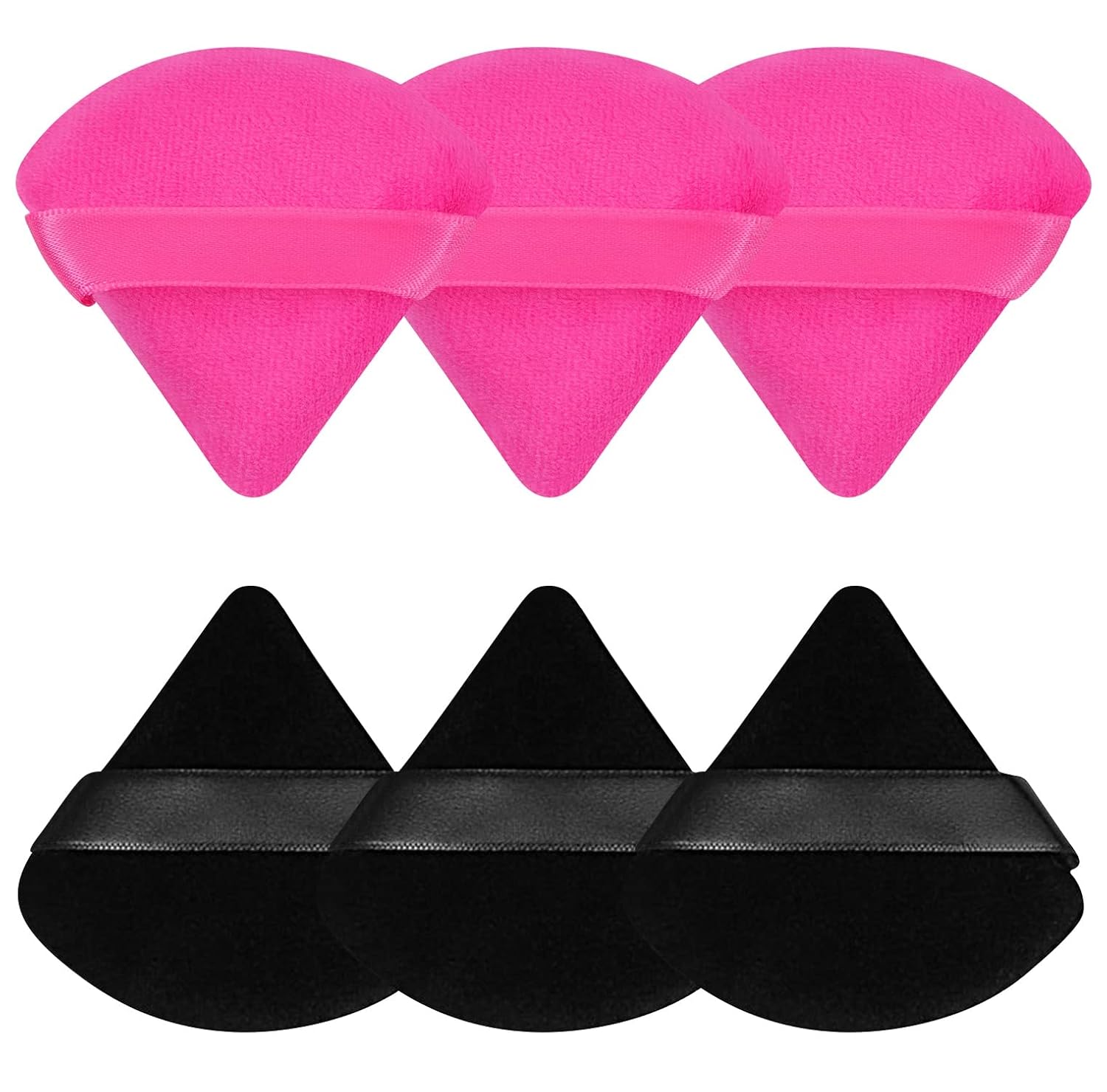 6 Pcs Powder Puff, Face Soft Triangle Makeup Puff Velour Makeup Sponge for Loose Powder (Black)