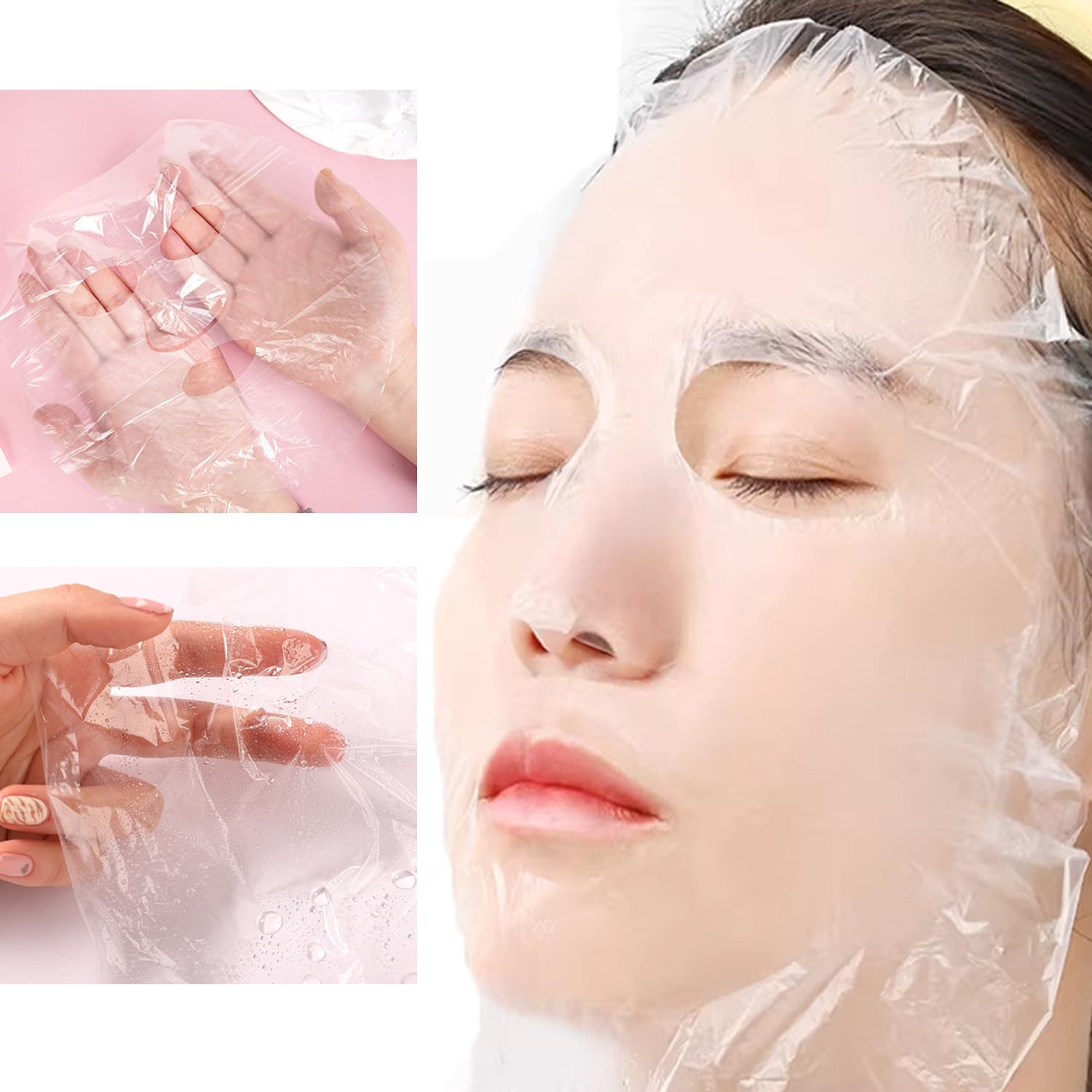 400 Pack Plastic Facial Mask Disposable Sheet Mask Wrap Face Moisturizer Mask DIY Forehead Wrinkle Patches for Clay Face Creams Mud Mask Collagen Moisturizing Cream Night Lotion Absorbing
