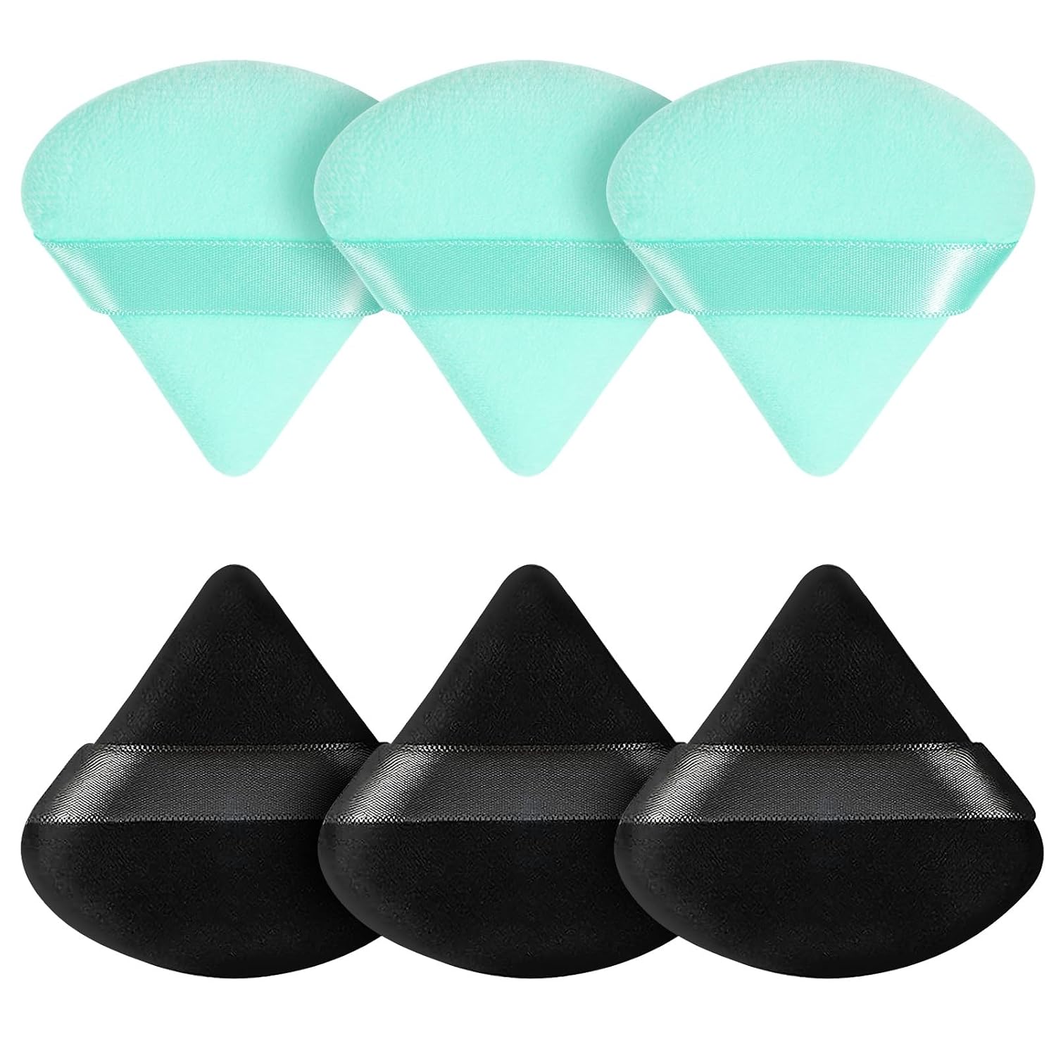6 Pcs Powder Puff, Face Soft Triangle Makeup Puff Velour Makeup Sponge for Loose Powder (Black)