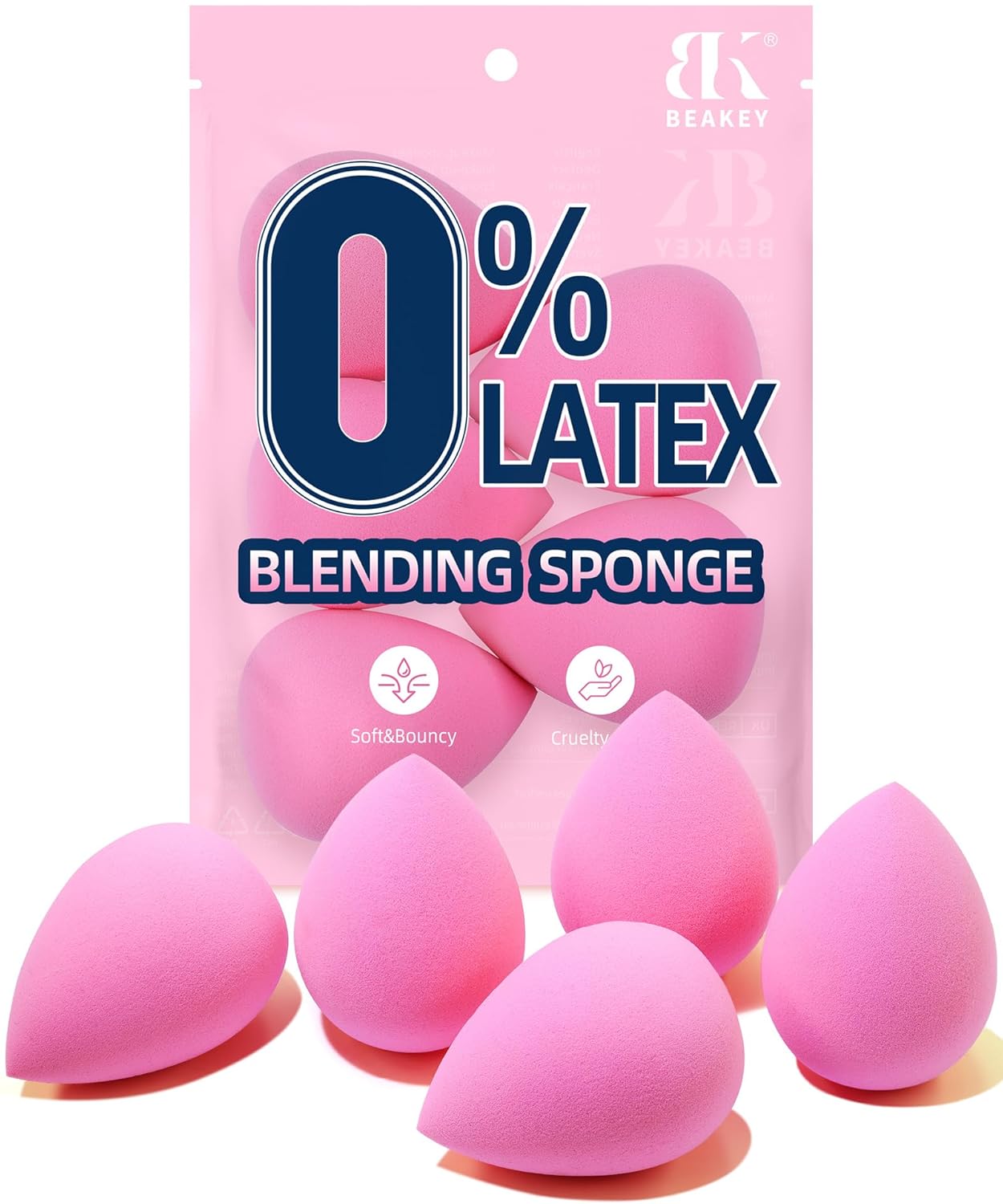 Makeup Sponge Set, 5 Pcs Foundation Blending Sponge, Beauty Sponges Flawless for Liquid, Cream, and Powder, Latex-Free and Vegan Boun Boun Makeup Sponges, Black