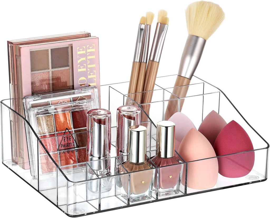 3 Tier Clear Makeup Organizer with Drawer, Cosmetic Storage for Dresser Countertop and Bathroom Vanity, Beauty Holder for Lipstick Brush Skincare