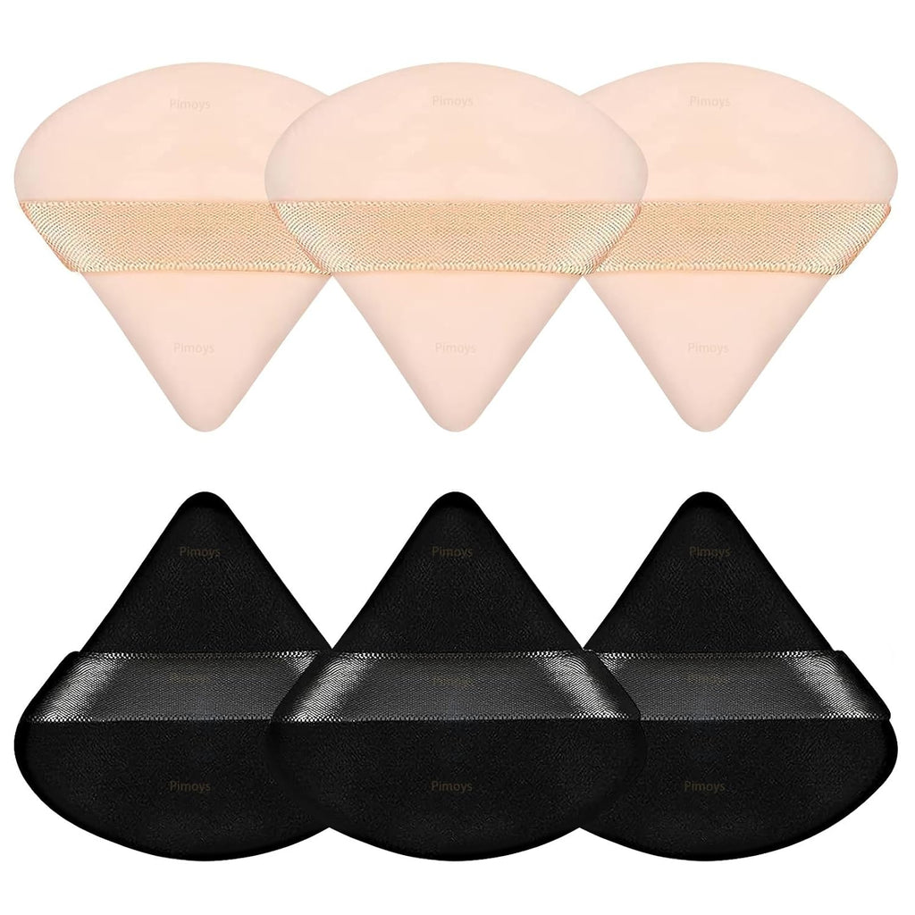 6 Pcs Powder Puff, Face Soft Triangle Makeup Puff Velour Makeup Sponge for Loose Powder (Black)