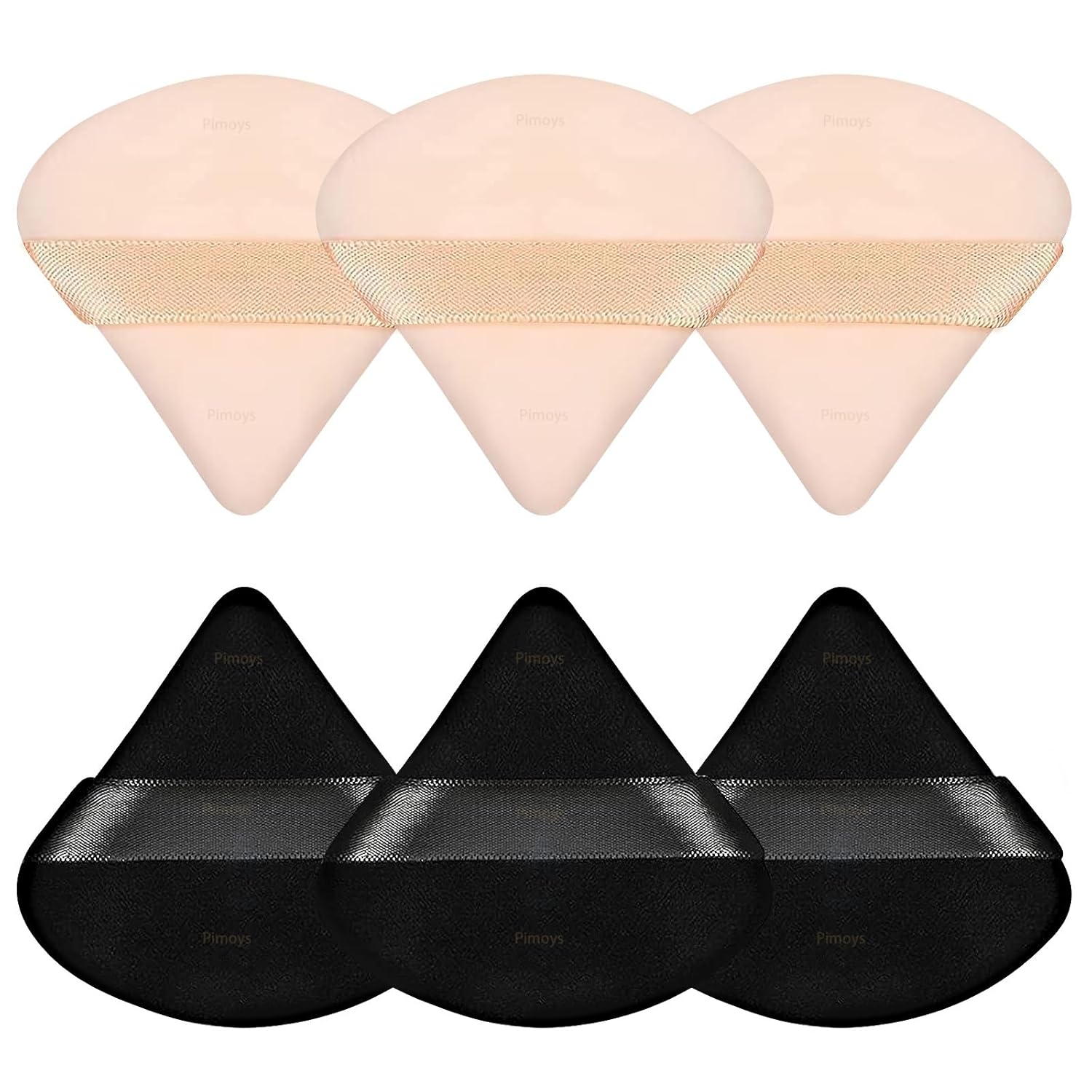 6 Pcs Powder Puff, Face Soft Triangle Makeup Puff Velour Makeup Sponge for Loose Powder (Black)