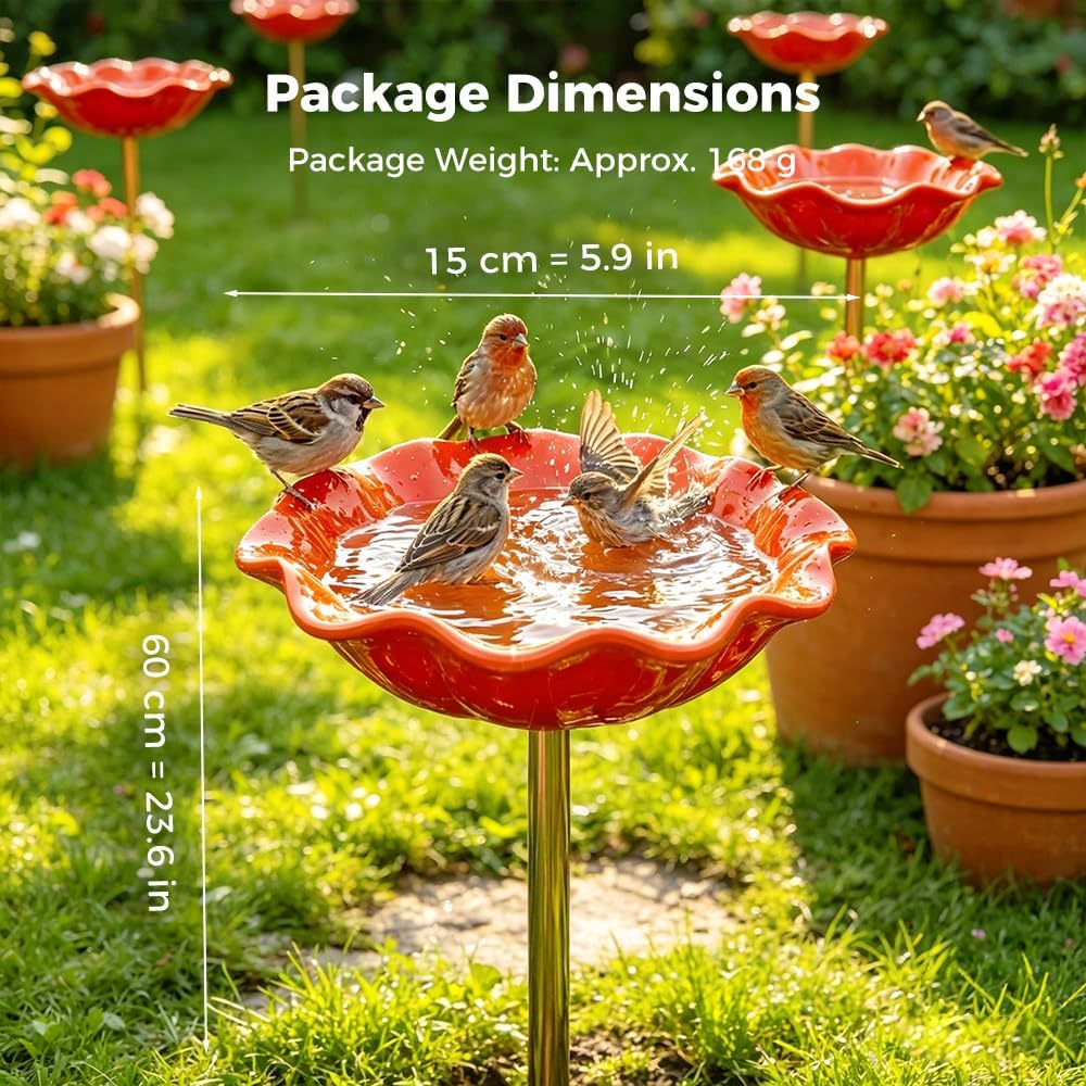 Wravion™ Handmade Metal Flower Garden Stake Bird Bath