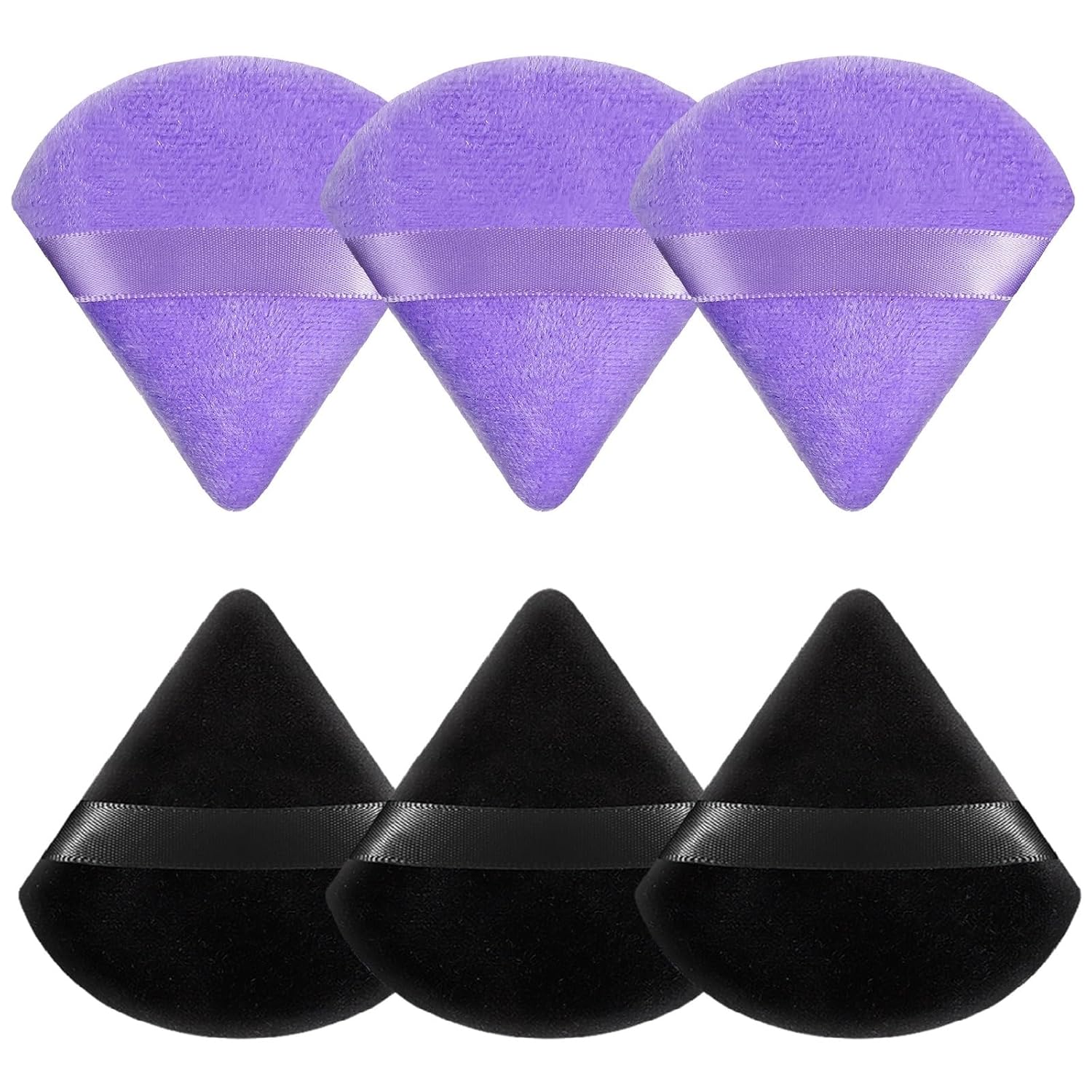 6 Pcs Powder Puff, Face Soft Triangle Makeup Puff Velour Makeup Sponge for Loose Powder (Black)