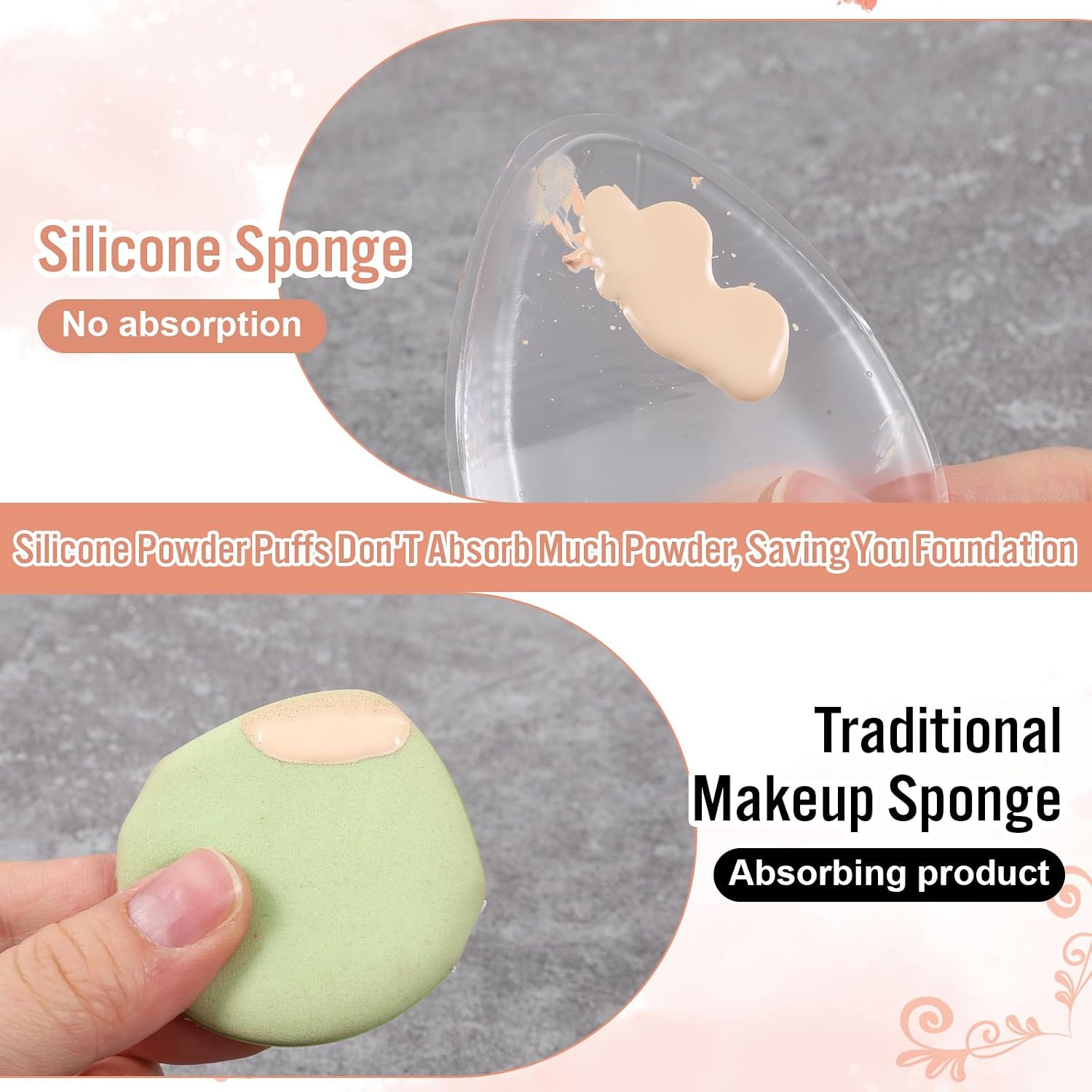 3Pcs Silicone Makeup Sponge – Clear Non-Absorbent Jelly Makeup Sponge, Reusable & Washable Foundation Applicator for Liquid, Cream, Concealer, Blush, Highlighter – Flawless Finish, No Product Waste