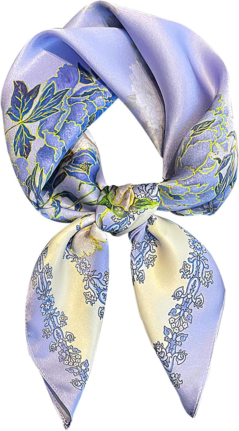 Ciormis 100% Mulberry Silk Scarf-Women's 21''/27''Square Silk Hair Head Scarf Neckerchief with Gift Packaged
