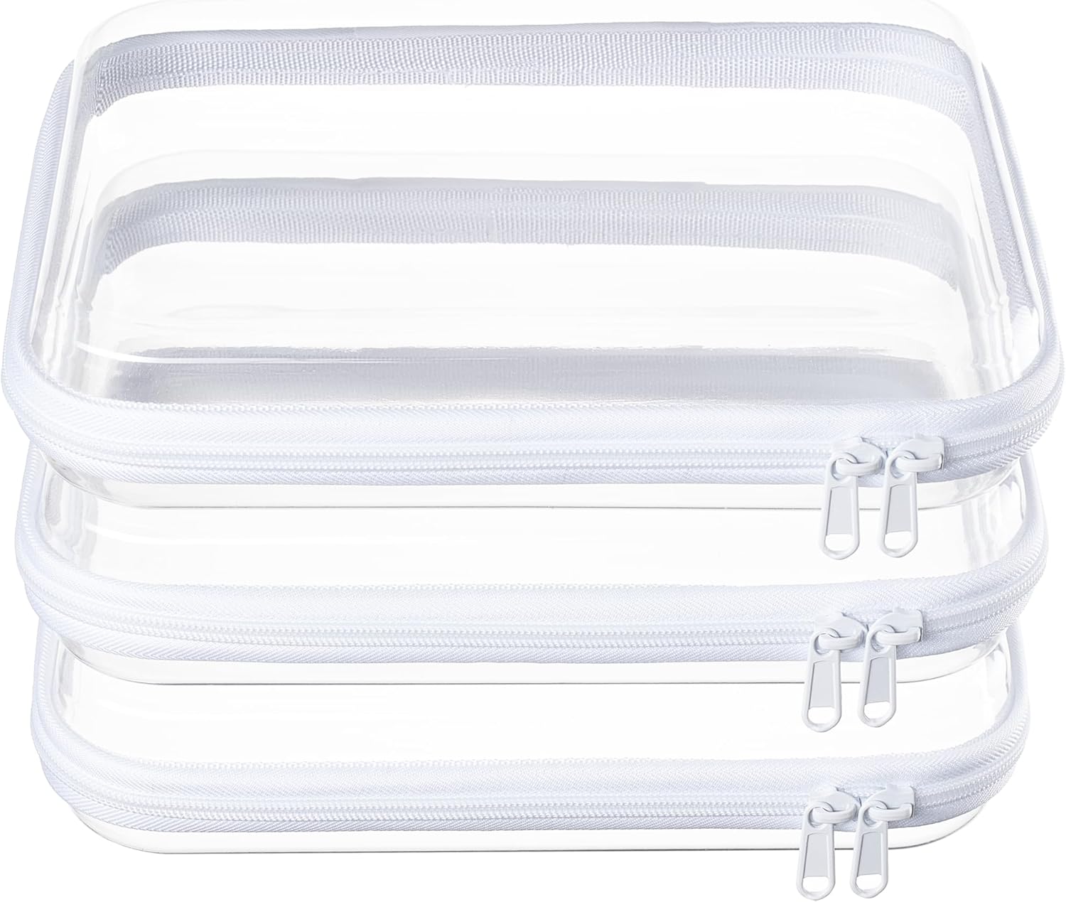 4 pcs Clear Zipper Pouches,Hard Shell Zipper Case, Toiletry Bag for Travel, CLear Diaper Bag, Toiletry Pouch, Travel Organizer, Cosmetic Bag,Toy Storage Bins (M+3S)