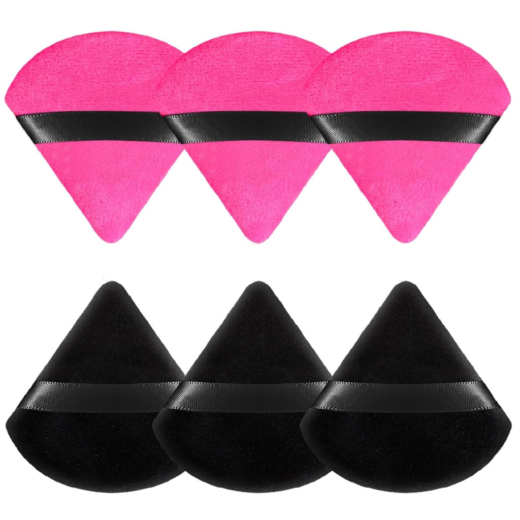6 Pcs Powder Puff, Face Soft Triangle Makeup Puff Velour Makeup Sponge for Loose Powder (Black)