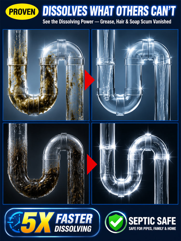 🚀 Instant Dredge Tablet: 1 tab to free-flowing drains, No more clogged pipes!