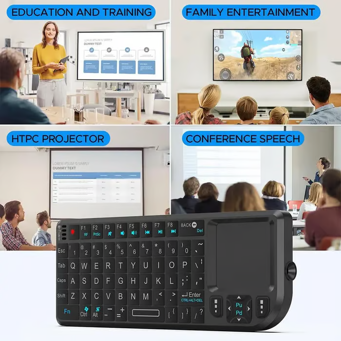Mini Wireless Keyboard, 2.4G Rechargeable Backlight Keyboard with Touchpad