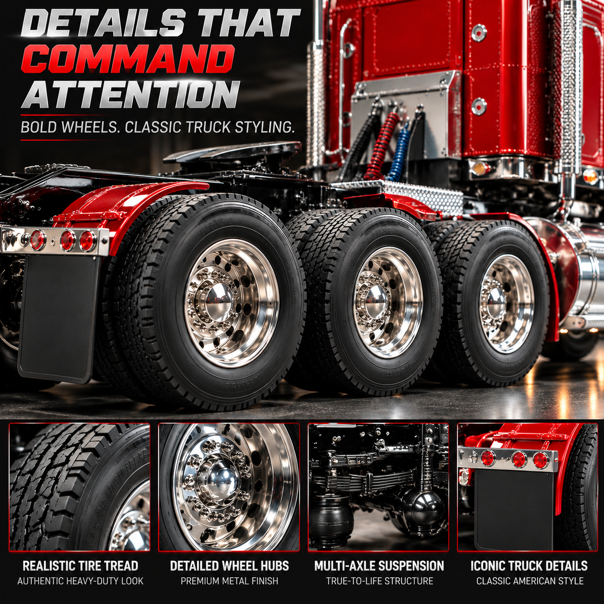🔥LAST DAY 49%🚛 Candy Apple Red American Truck Model Kit – Build Your Own Classic Semi Truck