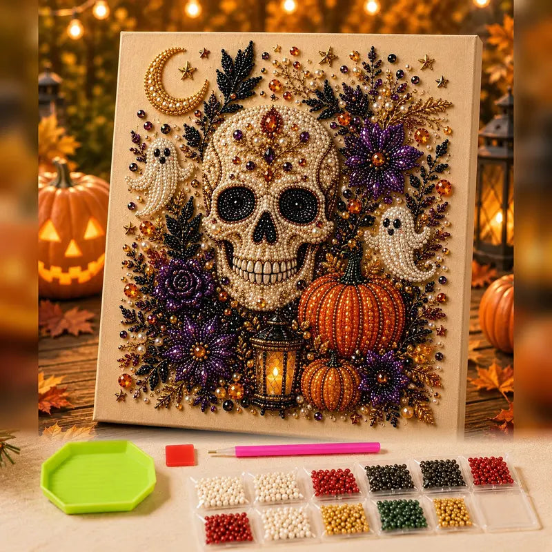 Halloween Pearl Art DIY Kit – Turn Tiny Pearls into Spooky-Cute Magic
