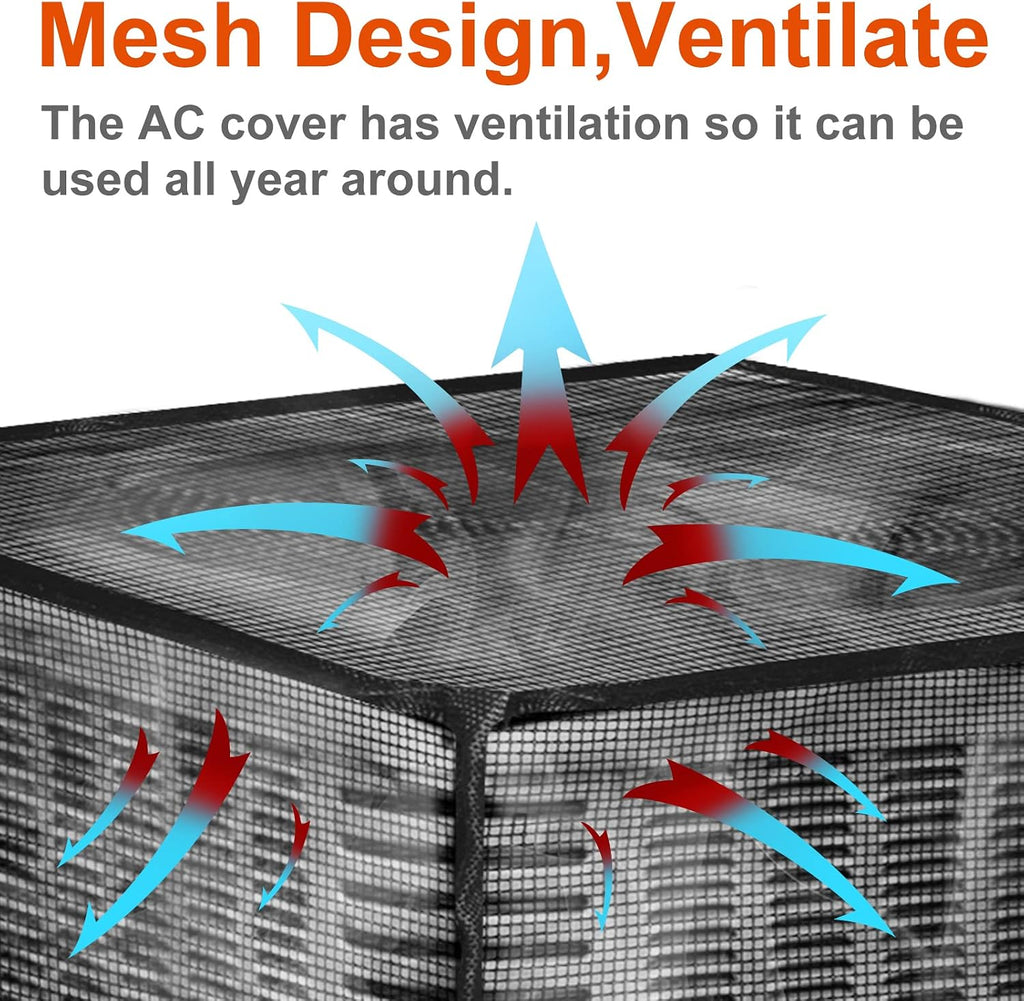 Durable Air Conditioner Cover, Full Mesh AC Protector, Heavy-Duty Outdoor Protection, All-Season Use, AC Covers, AC Covers For Outside