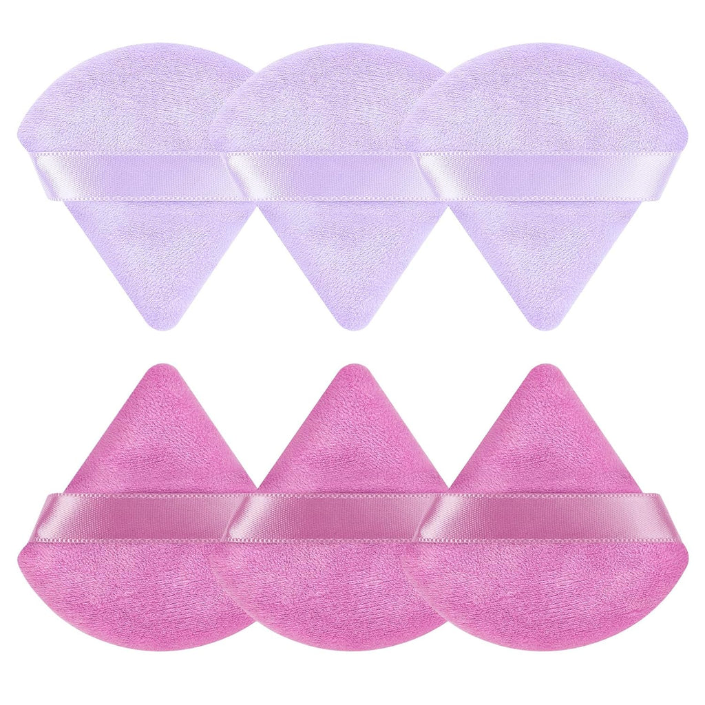 6 Pcs Powder Puff, Face Soft Triangle Makeup Puff Velour Makeup Sponge for Loose Powder (Black)