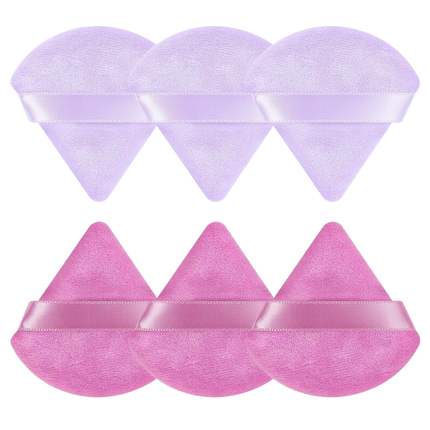 6 Pcs Powder Puff, Face Soft Triangle Makeup Puff Velour Makeup Sponge for Loose Powder (Black)