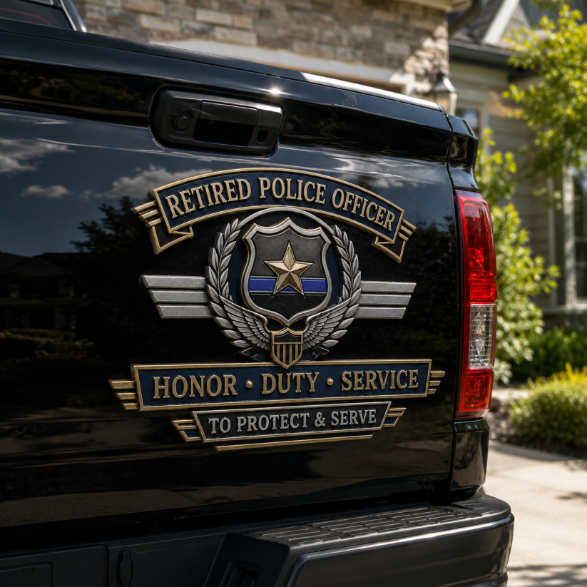Buy More, Save More🔥 Retired Police Officer Honor Duty Service Metal Car Emblem