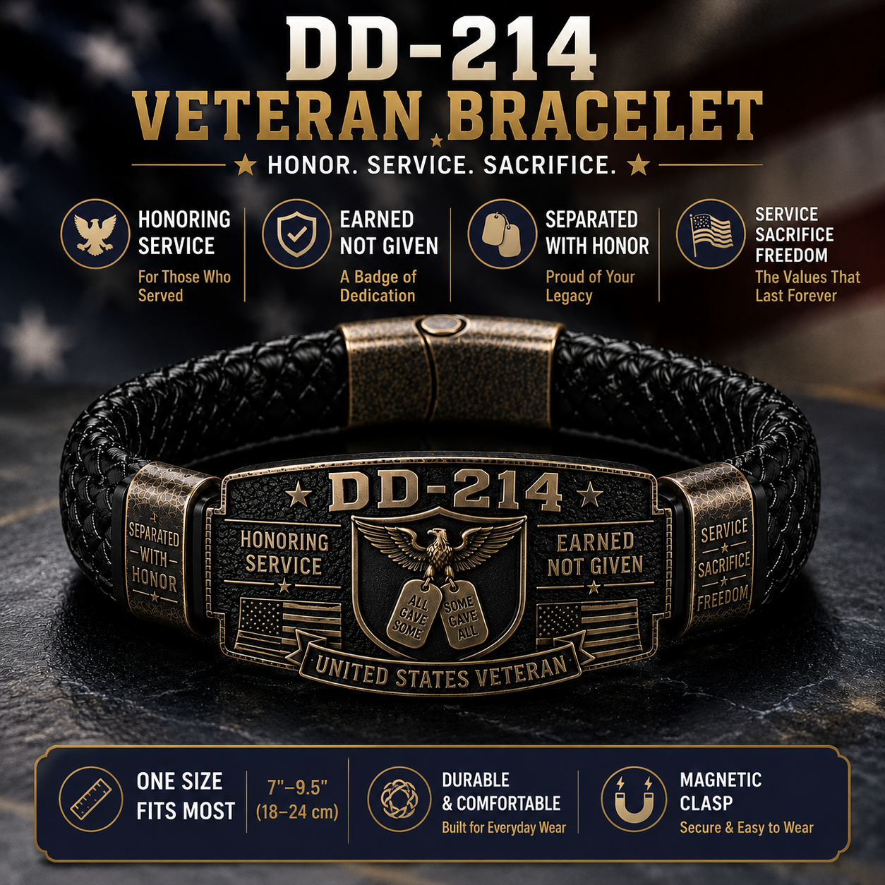 🔥DD-214 Veteran Honor Bracelet