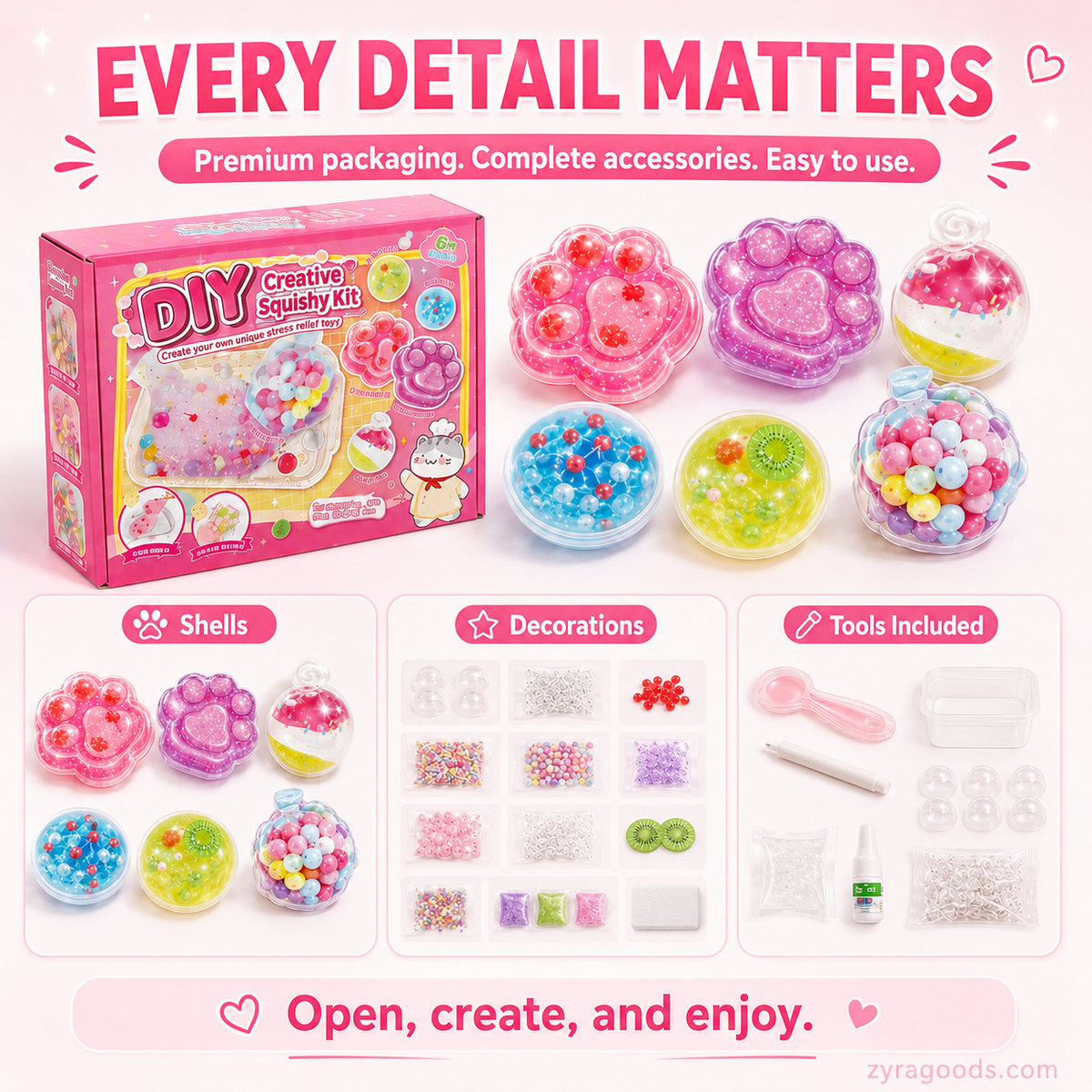 DIY Fried Ice Squishy Toy Kit with Cat Claw Design for Kids