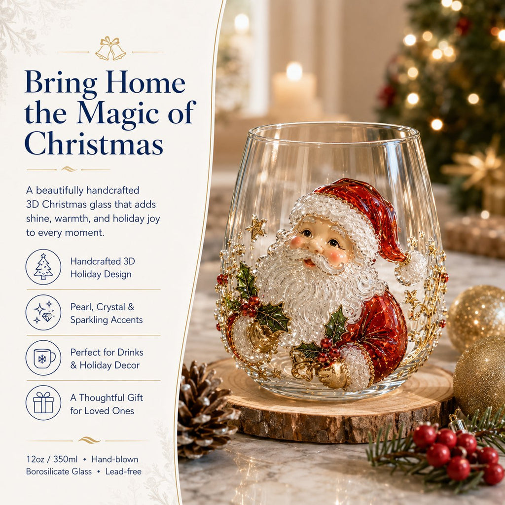 3D Christmas Glass Art Cup