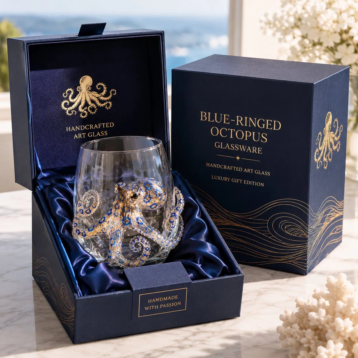 Bring the Ocean to Every Sip with Stunning 3D Artisan Glassware 🌊