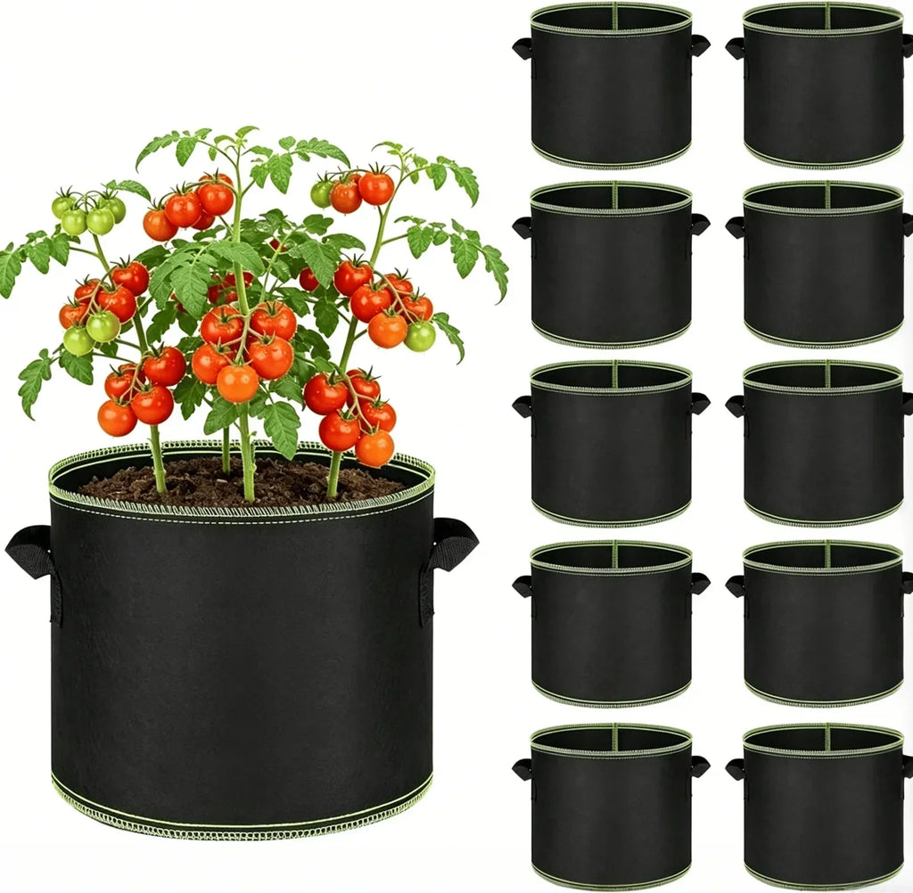 🌱 5-Pack 5 Gallon Grow Bags – Heavy Duty Aeration Fabric Pots with Handles for Vegetables, Flowers & Fruits 🪴