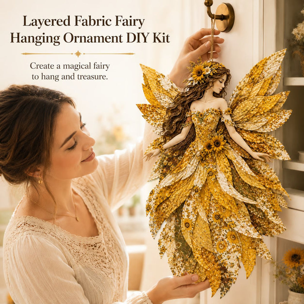 Premium Fairy Patchwork DIY Kit | High-Quality Layered Fabric with Floral Wings DIY Handmade Fantasy Wall Decor ✨