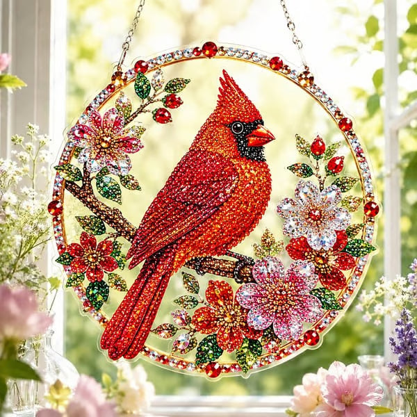 ✝️💐 Cross, Flowers & Dove Diamond Art Hanging Ornament Kit – A Relaxing DIY Craft Filled with Faith & Peace ✨🙏