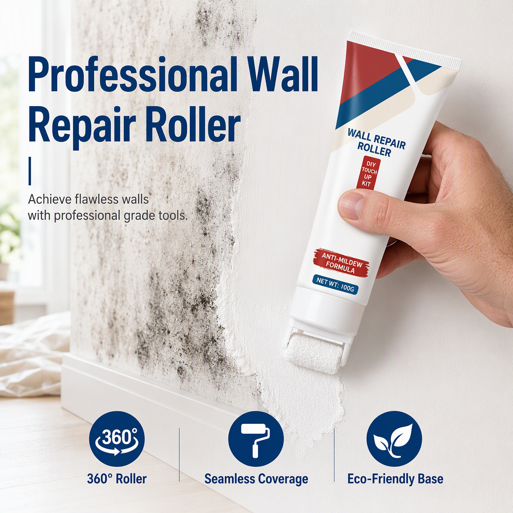 🔥Last Day 50% OFF - Waterproof Wall Repair Paste with Integrated Small Roller Brush
