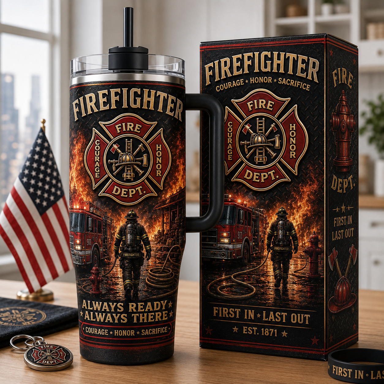 Firefighter Courage Honor Sacrifice Stainless Steel Tumbler -