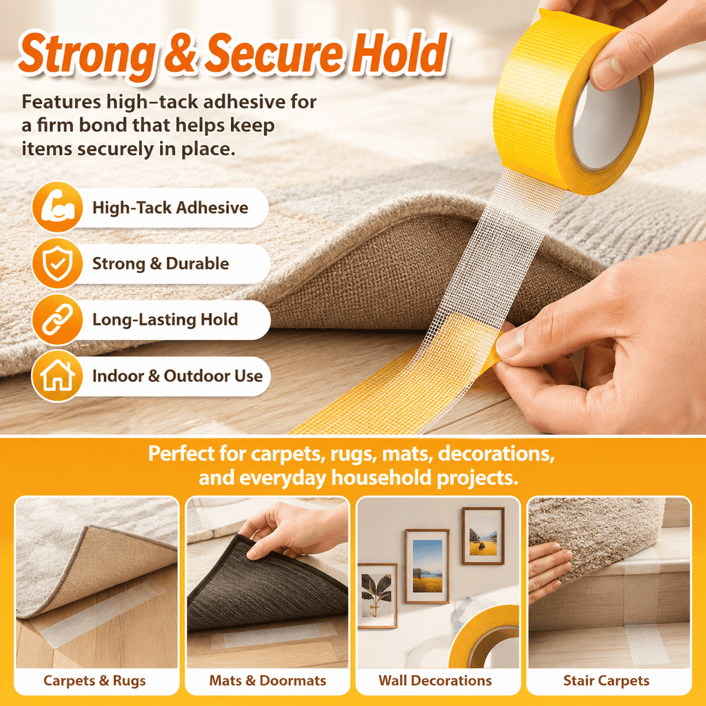 Heavy Duty Double Sided, Strong Adhesive PET Tape, Removable No Residue