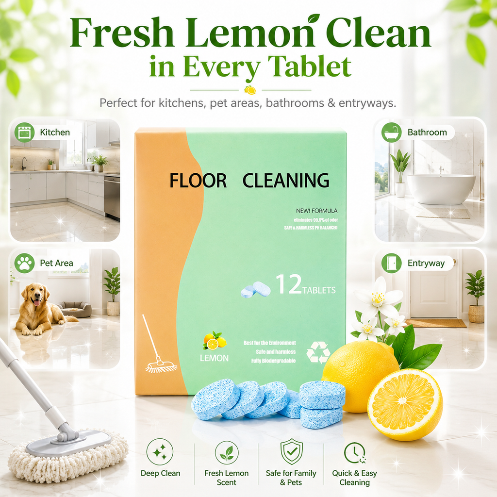 Fast-Drying Lemon Floor Cleaning Tablets