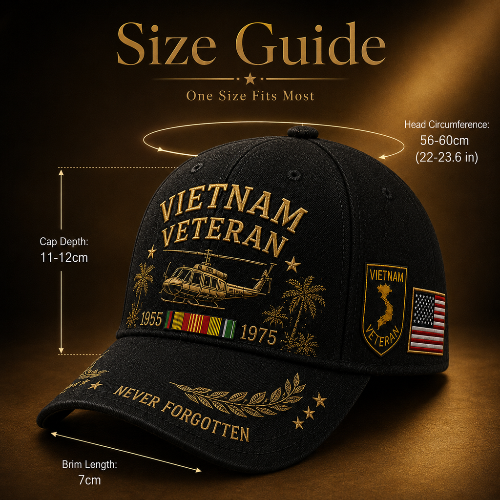 Vietnam Veteran 1955–1975 Memorial Embroidered Cap