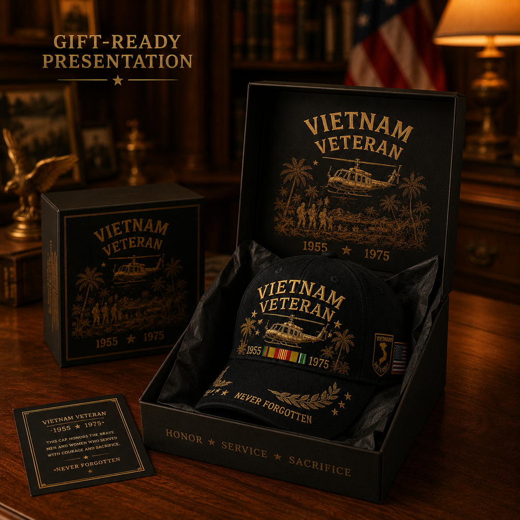 Vietnam Veteran 1955–1975 Memorial Embroidered Cap