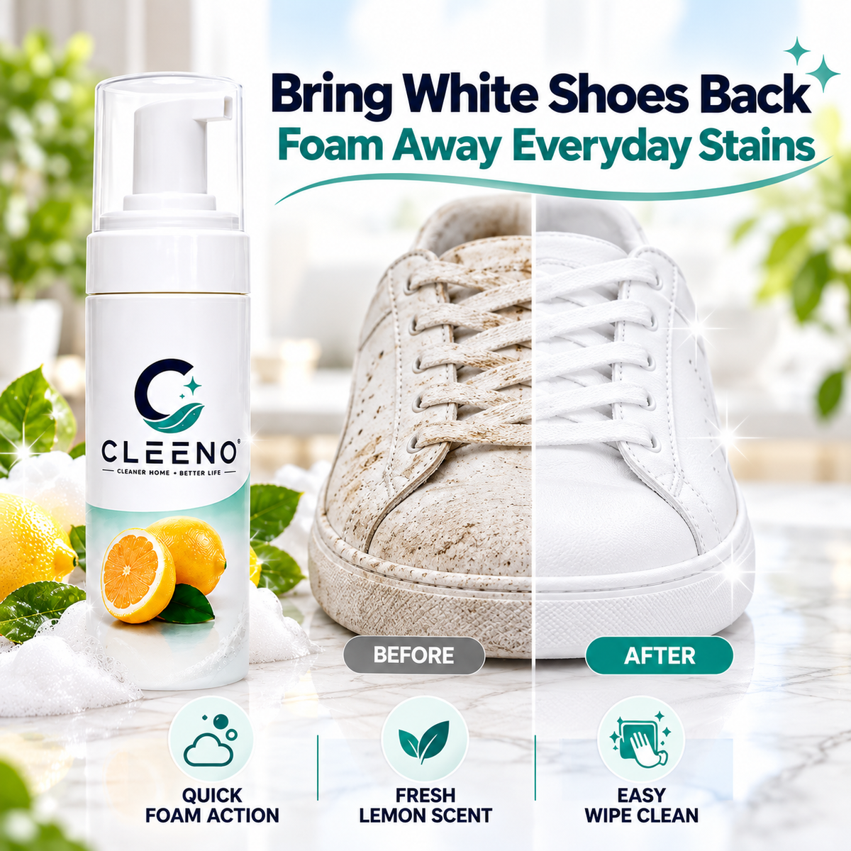 🍋 CLEENO Multi-Surface Foaming Cleaner™ – Heavy-Duty Grease & Grime Remover for Home, Car & More