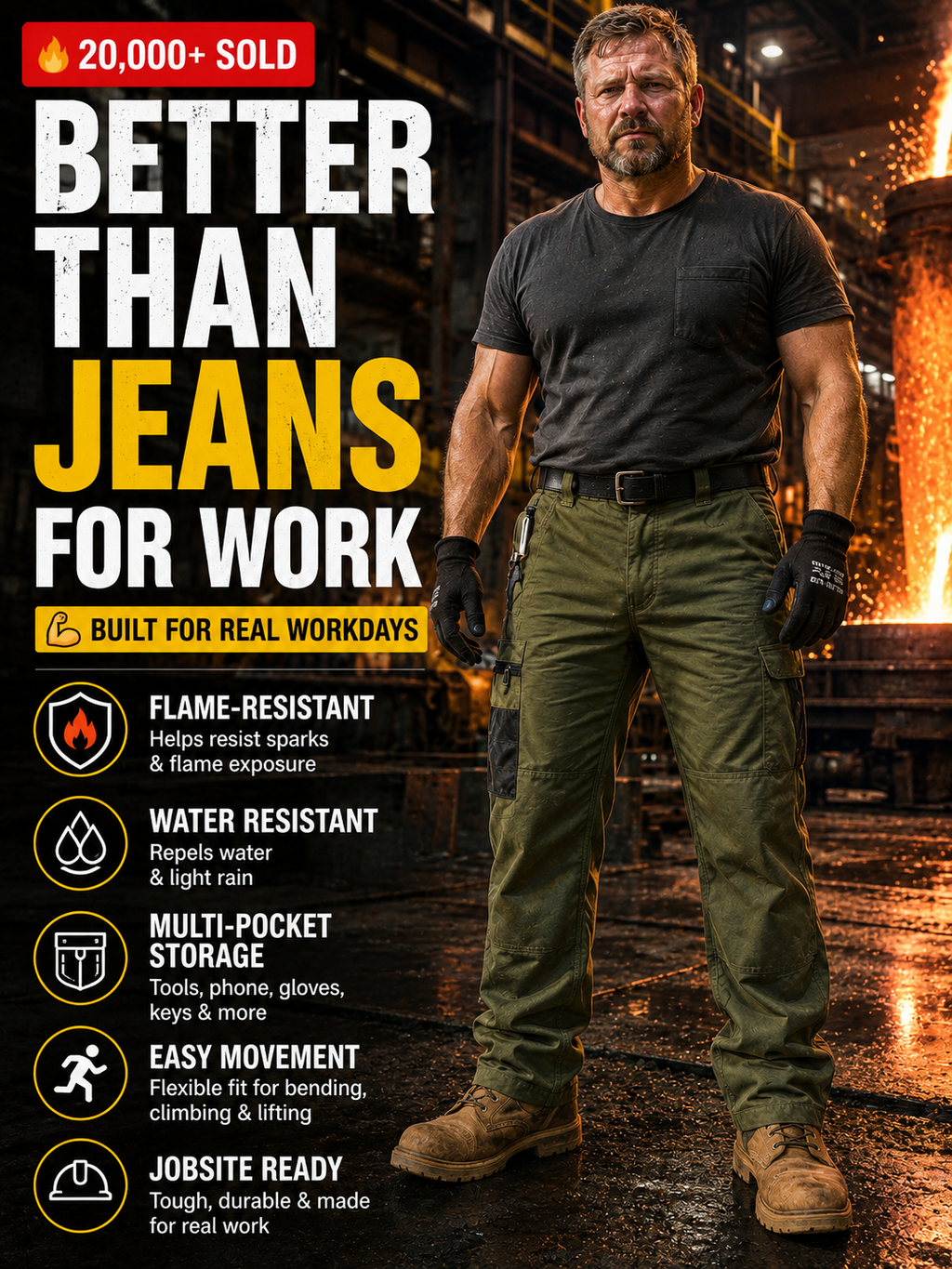 FR Tactical Work Pants – Flame-Resistant, Tougher Than Jeans