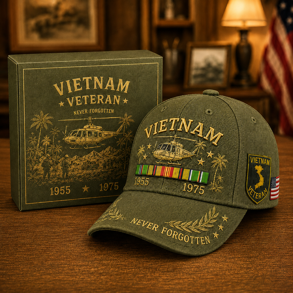 Vietnam Veteran 1955–1975 Memorial Embroidered Cap