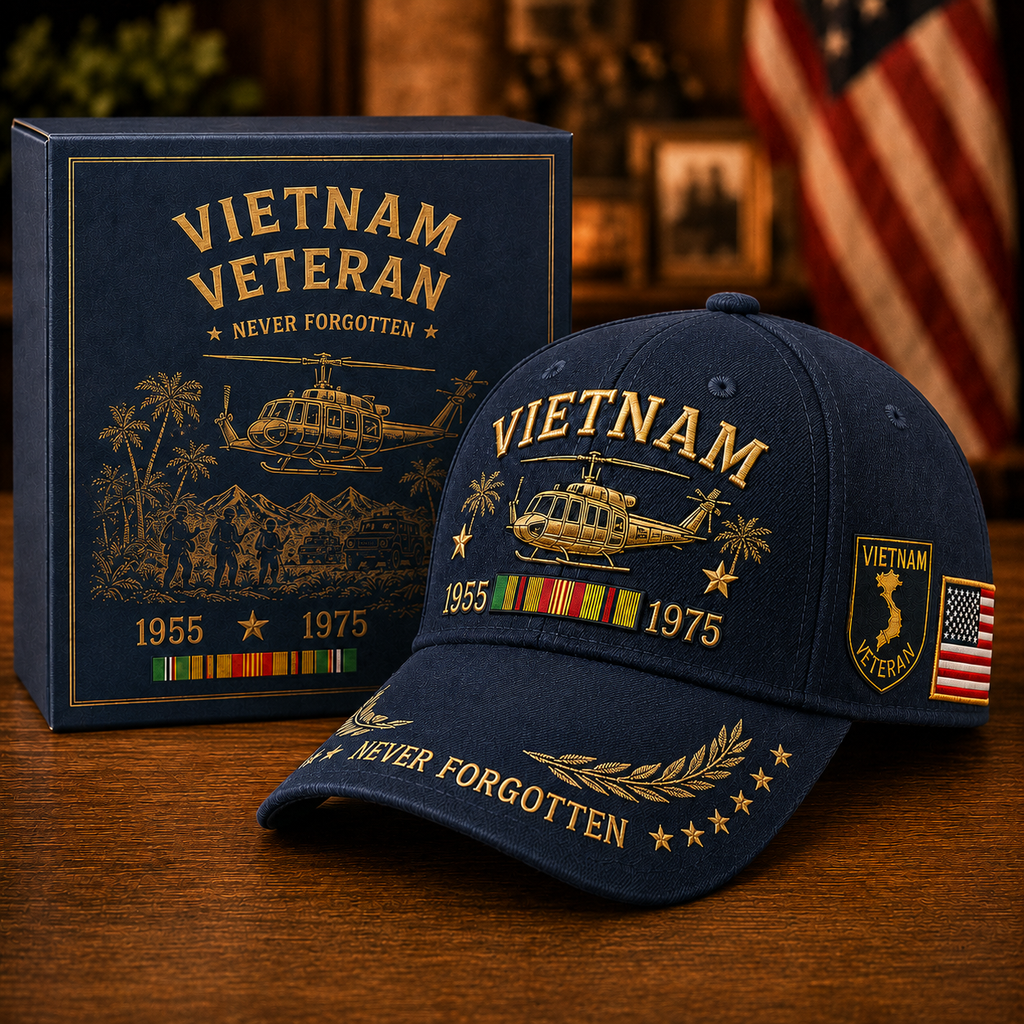 Vietnam Veteran 1955–1975 Memorial Embroidered Cap