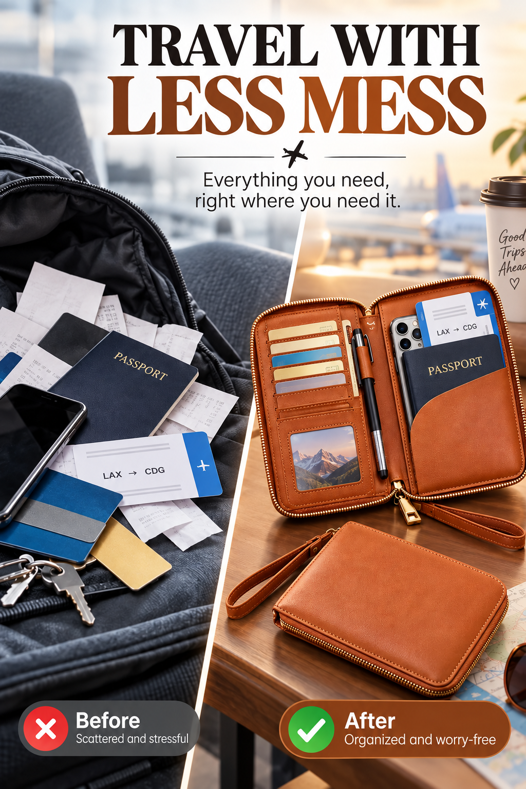 ✈️RFID Blocking Passport Holder Travel Wallet, Holds Multiple Passports & Documents with Wrist Strap