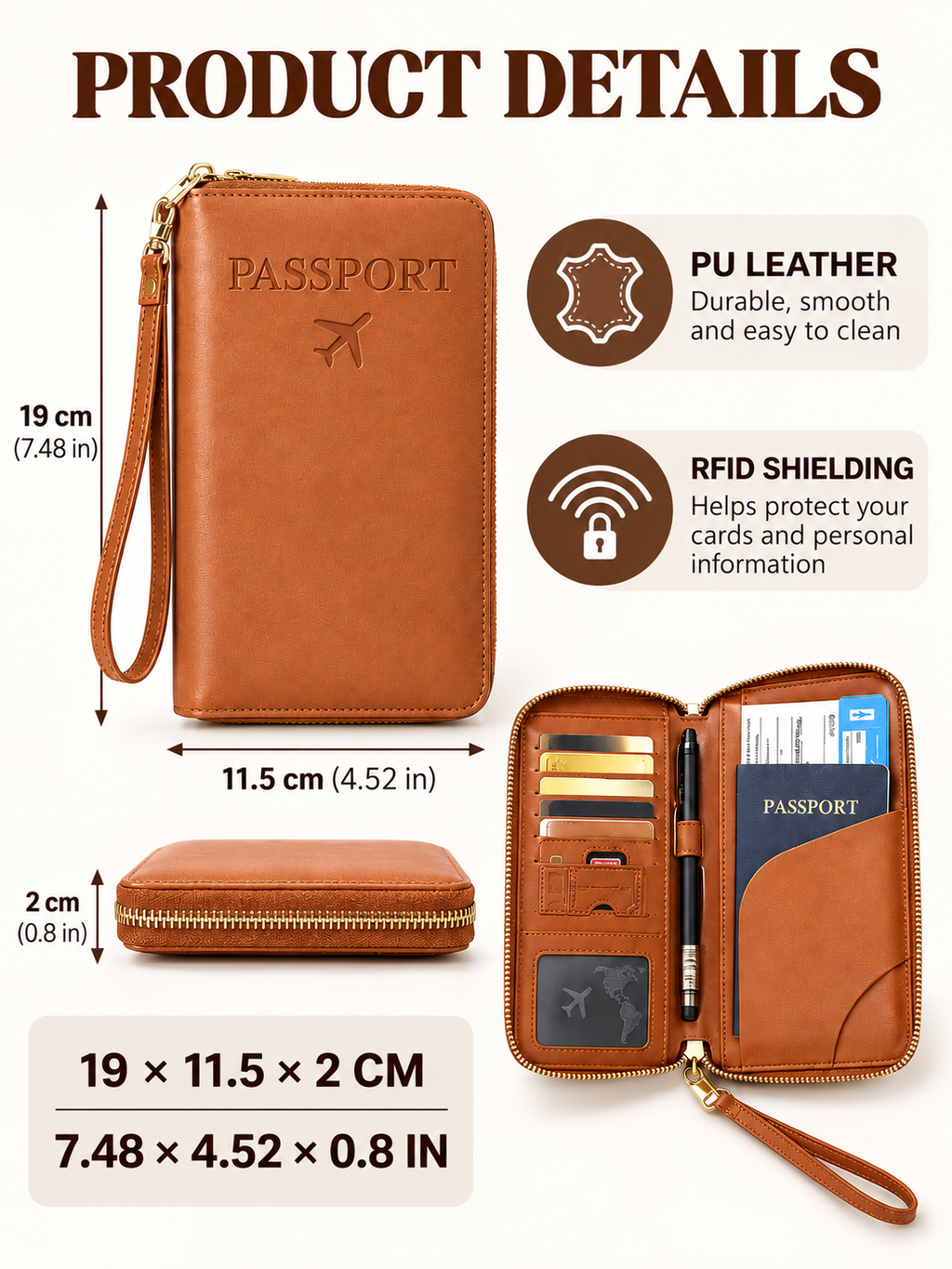 ✈️RFID Blocking Passport Holder Travel Wallet, Holds Multiple Passports & Documents with Wrist Strap