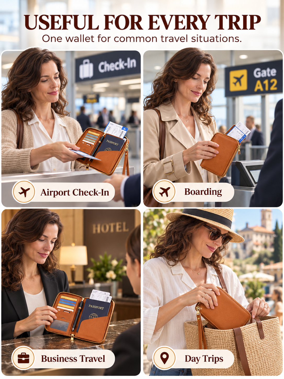 ✈️RFID Blocking Passport Holder Travel Wallet, Holds Multiple Passports & Documents with Wrist Strap